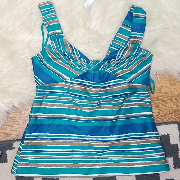 Banana Republic blue green stripe tank blouse sz.4 - Picture 4 of 8